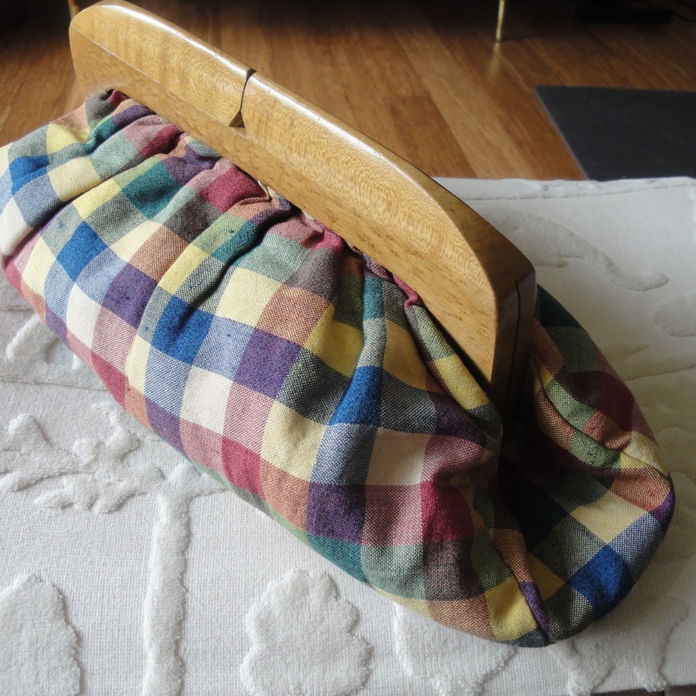 Chico's  Plaid Cloth Wide Mouth Purse